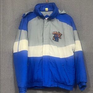 Vintage U.K. Wildcats Hooded Jacket with Logo. Few small spots on back, last pic